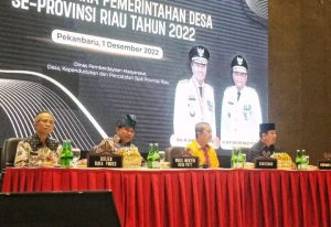 Bupati Inhil MH.Wardan diwakili Asisten II Setdakab Inhil H.Mukhtar T Menghadiri Rapat Kerja Penyelenggara Pemerintah Desa Se-Provinsi Riau Tahun 2022.